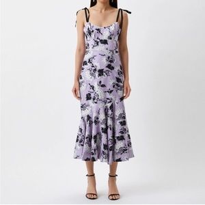 ML Monique Lhuillier Floral Jacquard Tie Strap Midi Dress 4